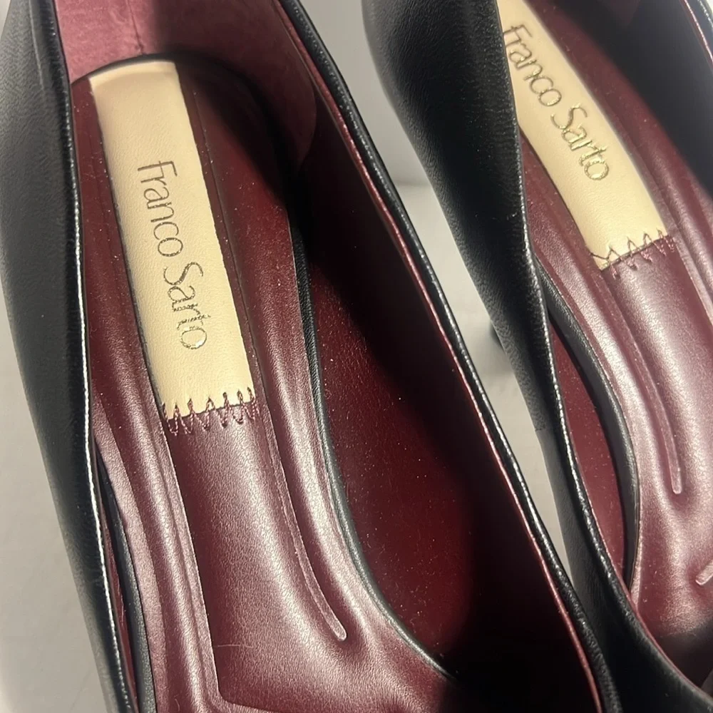 👡Franco Sarto Womens Pump Heel Black Leather Dressy Slip On High 7.5 New - Picture 3 of 7